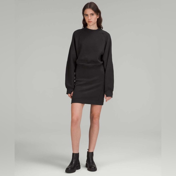 Lululemon Scuba Women’s Long Sleeve Sweatshirt Dress Black Size 12 - Picture 1 of 7